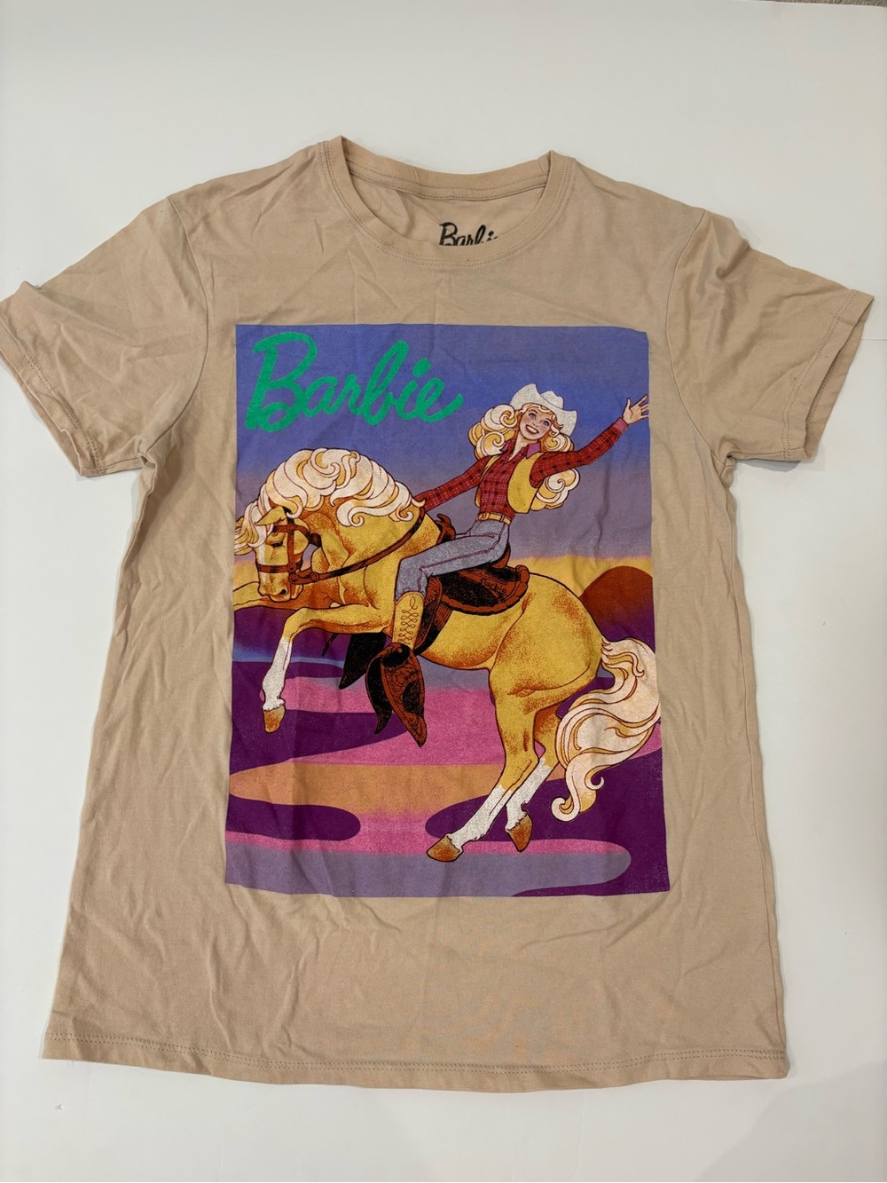 Rodeo Cowgirl Barbie Beige Graphic Tee Medium